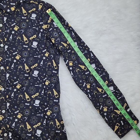 Simon Banks Men's NYE New Year Holiday Celebration Print Button Down Shirt Small - Picture 7 of 7